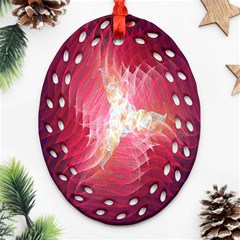 Fractal Red Sample Abstract Pattern Background Oval Filigree Ornament (two Sides)