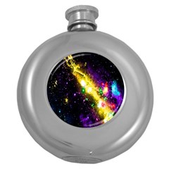 Galaxy Deep Space Space Universe Stars Nebula Round Hip Flask (5 Oz) by Amaryn4rt