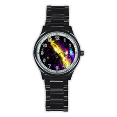 Galaxy Deep Space Space Universe Stars Nebula Stainless Steel Round Watch by Amaryn4rt