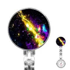 Galaxy Deep Space Space Universe Stars Nebula Stainless Steel Nurses Watch by Amaryn4rt