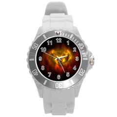 Galaxy Nebula Space Cosmos Universe Fantasy Round Plastic Sport Watch (l)