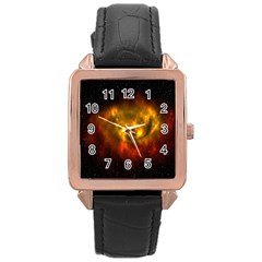 Galaxy Nebula Space Cosmos Universe Fantasy Rose Gold Leather Watch 