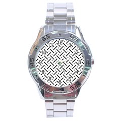 Geometric Pattern Stainless Steel Analogue Watch