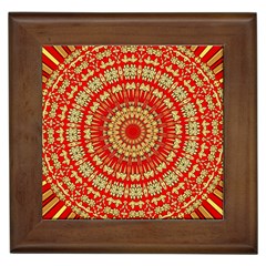 Gold And Red Mandala Framed Tiles by Amaryn4rt