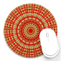 Gold And Red Mandala Round Mousepads