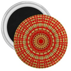 Gold And Red Mandala 3  Magnets