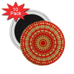 Gold And Red Mandala 2 25  Magnets (10 Pack) 