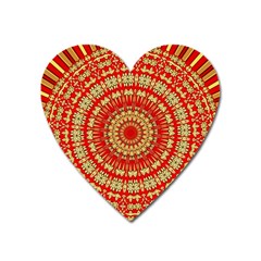 Gold And Red Mandala Heart Magnet by Amaryn4rt