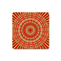 Gold And Red Mandala Square Magnet