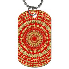 Gold And Red Mandala Dog Tag (two Sides)