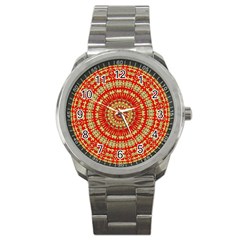 Gold And Red Mandala Sport Metal Watch