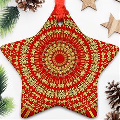 Gold And Red Mandala Star Ornament (two Sides)