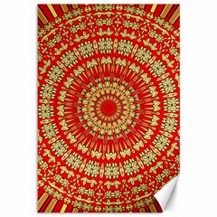 Gold And Red Mandala Canvas 12  X 18  