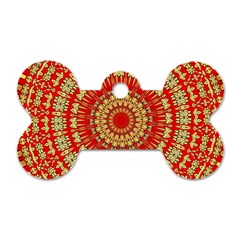 Gold And Red Mandala Dog Tag Bone (two Sides)