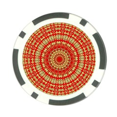 Gold And Red Mandala Poker Chip Card Guard by Amaryn4rt