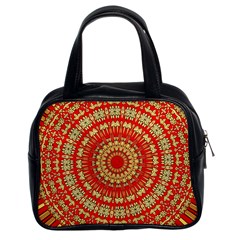 Gold And Red Mandala Classic Handbags (2 Sides)