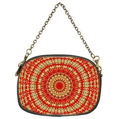 Gold And Red Mandala Chain Purses (one Side) 