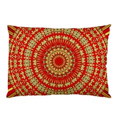 Gold And Red Mandala Pillow Case