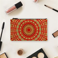 Gold And Red Mandala Cosmetic Bag (small) 