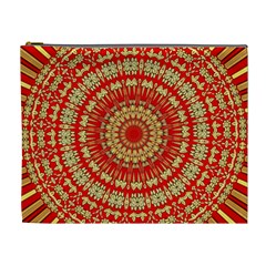 Gold And Red Mandala Cosmetic Bag (xl)