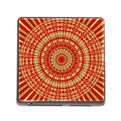 Gold And Red Mandala Memory Card Reader (square)