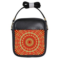 Gold And Red Mandala Girls Sling Bags by Amaryn4rt