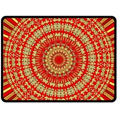 Gold And Red Mandala Fleece Blanket (large) 