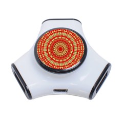 Gold And Red Mandala 3-port Usb Hub