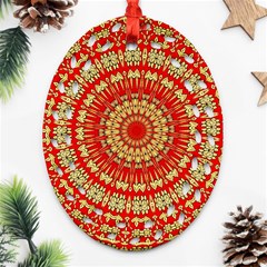 Gold And Red Mandala Ornament (oval Filigree) by Amaryn4rt