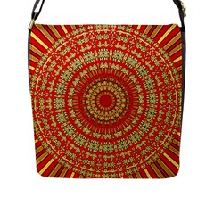 Gold And Red Mandala Flap Messenger Bag (l)  by Amaryn4rt