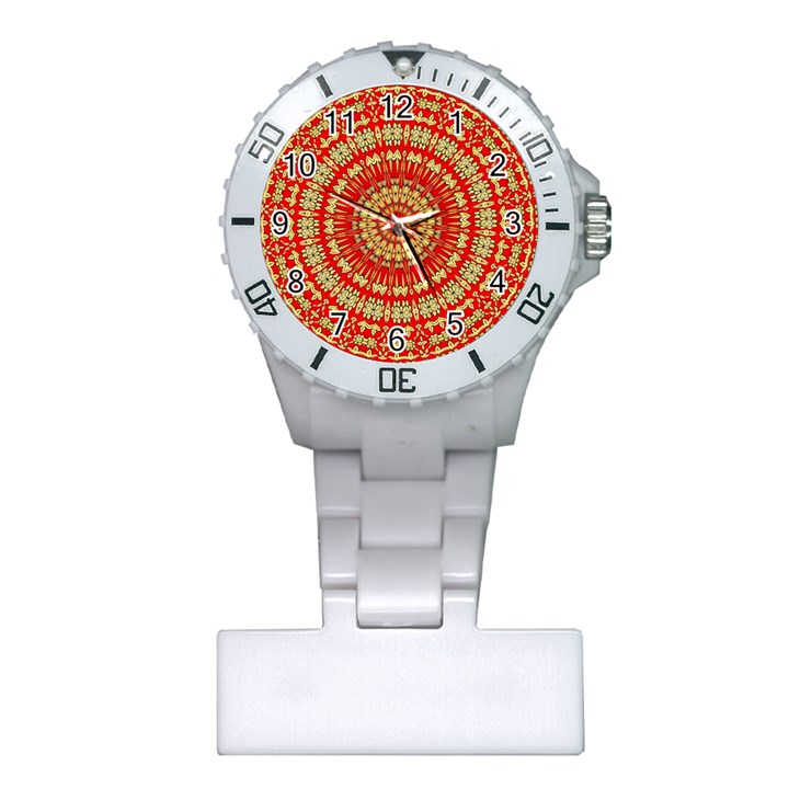 Gold And Red Mandala Plastic Nurses Watch