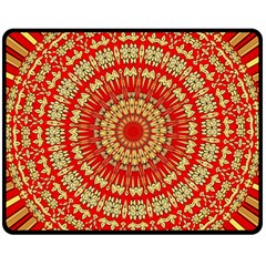 Gold And Red Mandala Double Sided Fleece Blanket (medium) 