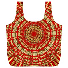 Gold And Red Mandala Full Print Recycle Bags (l) 