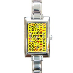 Heart Circle Star Seamless Pattern Rectangle Italian Charm Watch