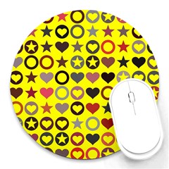 Heart Circle Star Seamless Pattern Round Mousepads