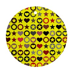 Heart Circle Star Seamless Pattern Ornament (round)