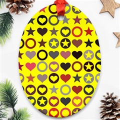 Heart Circle Star Seamless Pattern Ornament (oval) by Amaryn4rt