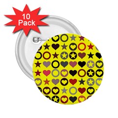 Heart Circle Star Seamless Pattern 2 25  Buttons (10 Pack) 