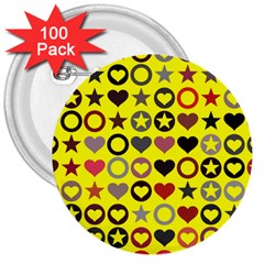 Heart Circle Star Seamless Pattern 3  Buttons (100 Pack) 