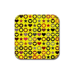 Heart Circle Star Seamless Pattern Rubber Coaster (square) 