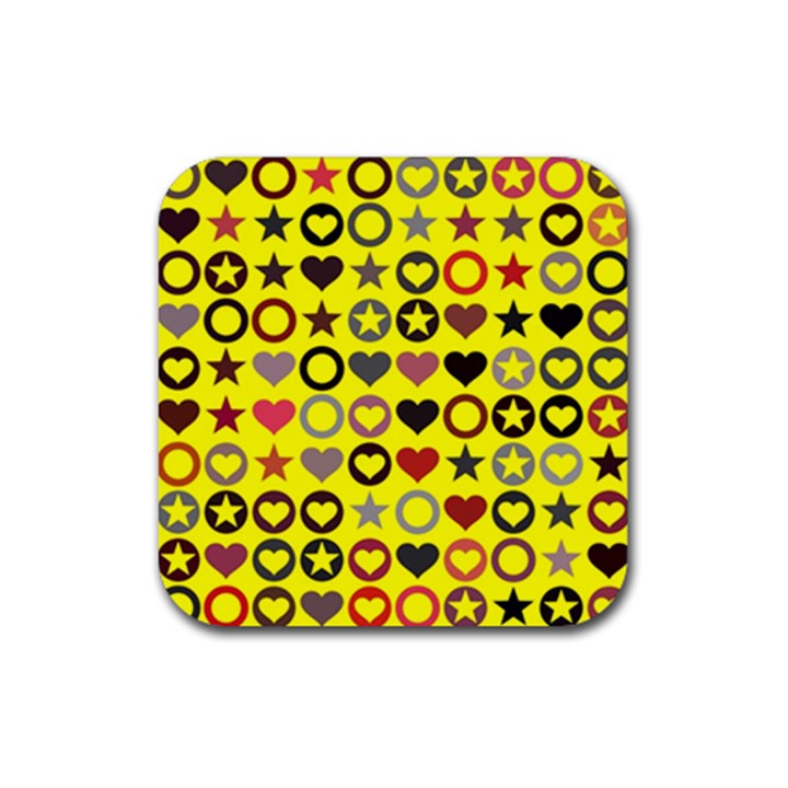 Heart Circle Star Seamless Pattern Rubber Coaster (Square) 