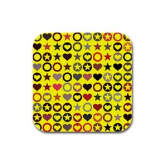 Heart Circle Star Seamless Pattern Rubber Square Coaster (4 Pack) 