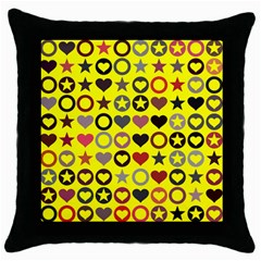 Heart Circle Star Seamless Pattern Throw Pillow Case (black)