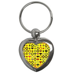 Heart Circle Star Seamless Pattern Key Chains (heart)  by Amaryn4rt