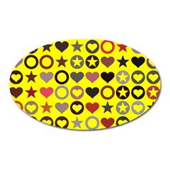 Heart Circle Star Seamless Pattern Oval Magnet