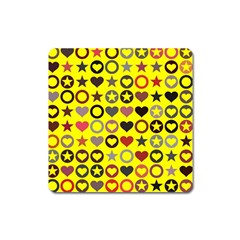 Heart Circle Star Seamless Pattern Square Magnet by Amaryn4rt