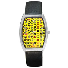 Heart Circle Star Seamless Pattern Barrel Style Metal Watch