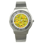 Heart Circle Star Seamless Pattern Stainless Steel Watch Front