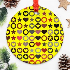 Heart Circle Star Seamless Pattern Round Ornament (two Sides)