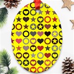 Heart Circle Star Seamless Pattern Oval Ornament (Two Sides) Front